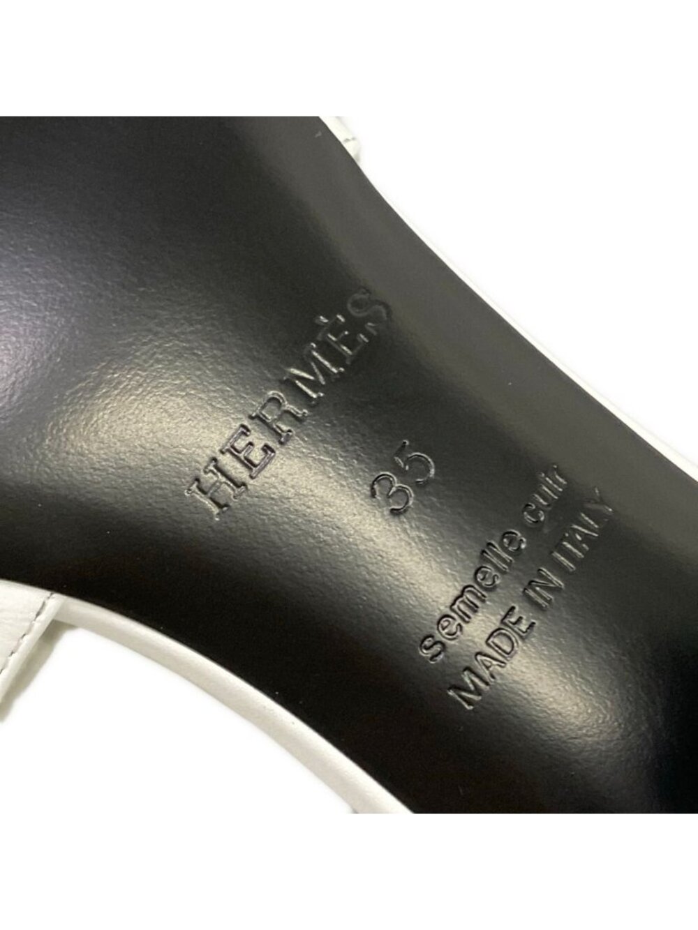 Hermes Mules Jige 50 White Gold Kelly Leather 35 - Picture 10 of 11